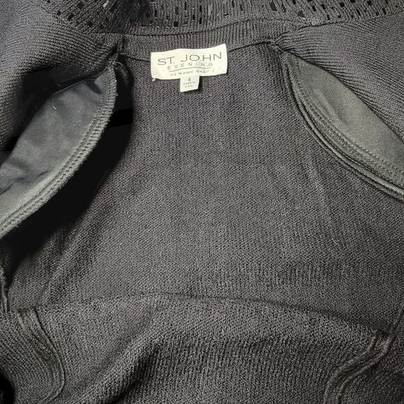 Rare St.John Evening Marie Gray Sequin Cardigan Zip-Up pailette Black 4 knit - Picture 13 of 13